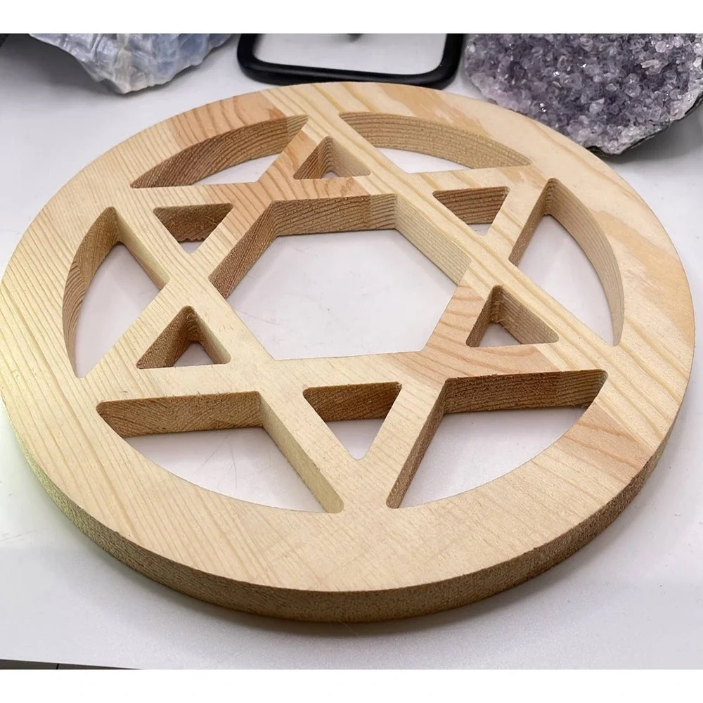 Wood 6-Pointed Star Sphere Holder/Stand